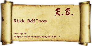 Rikk Bános névjegykártya